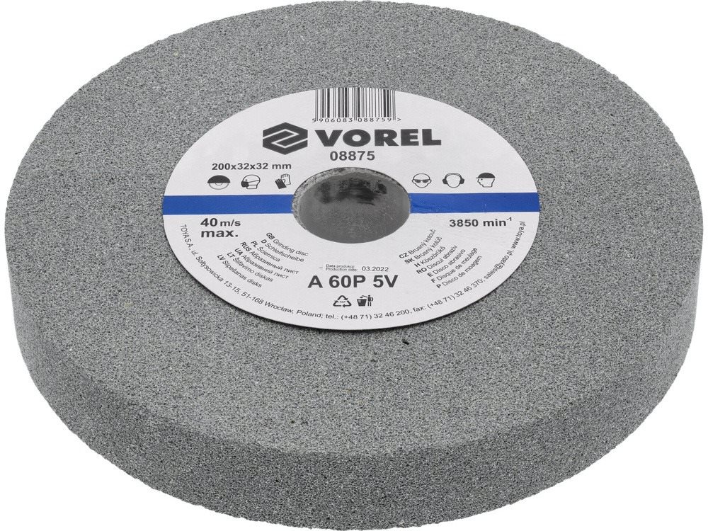 VOREL Kotúč brúsny 200 × 32 × 32 mm jemný do stolovej brúsky