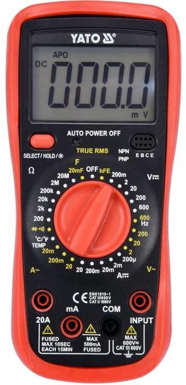 YATO Multimeter digitálny TRUE RMS YT-73083 (1× 9 V 6F22)