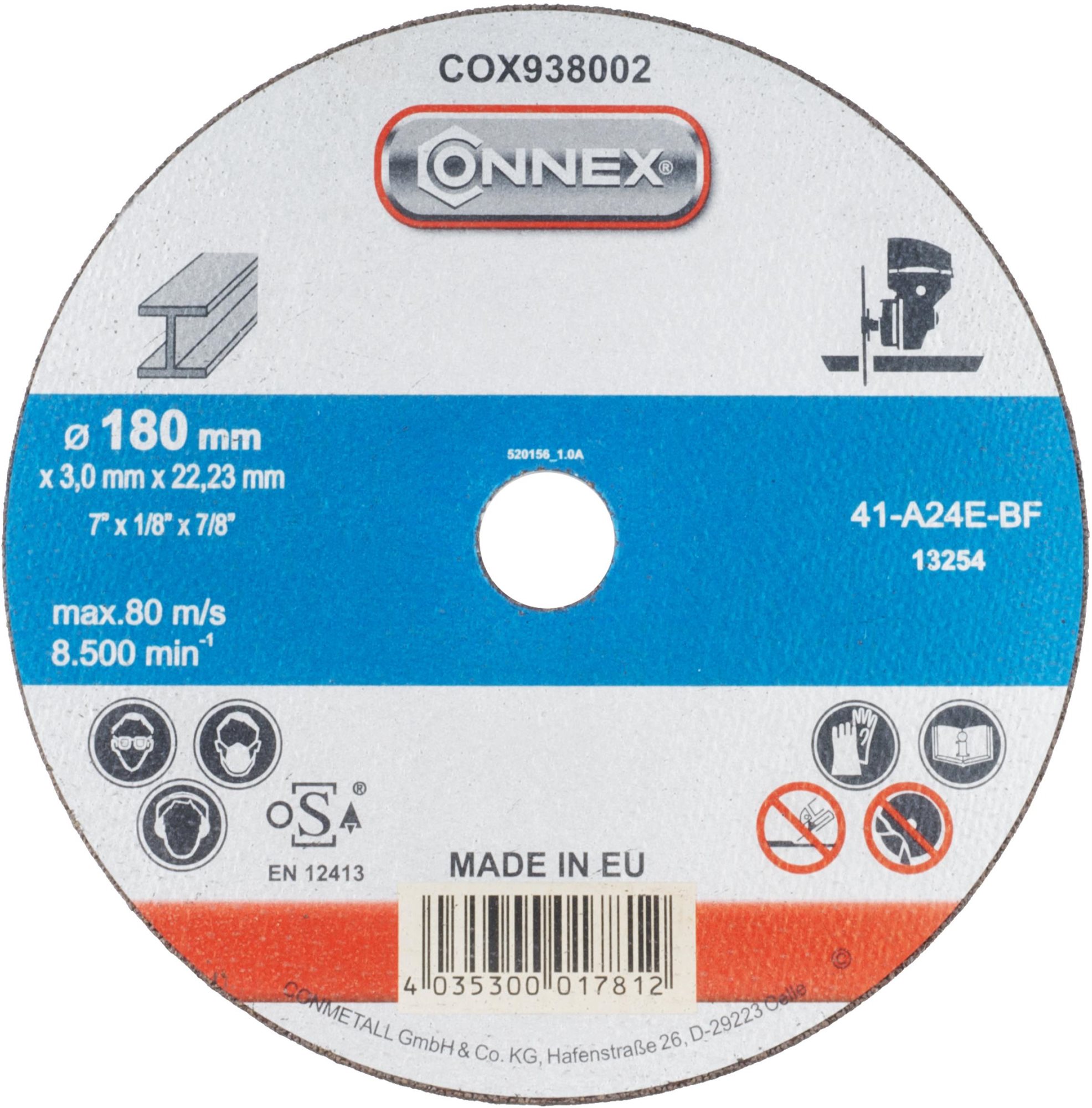 CONNEX Rezný kotúč kov 180 mm, hrúbka 3 mm