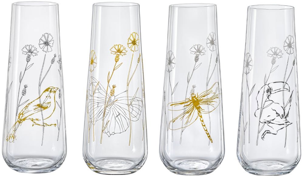 Crystalite Bohemia MEADOW 4 ks 250 ml prosecco