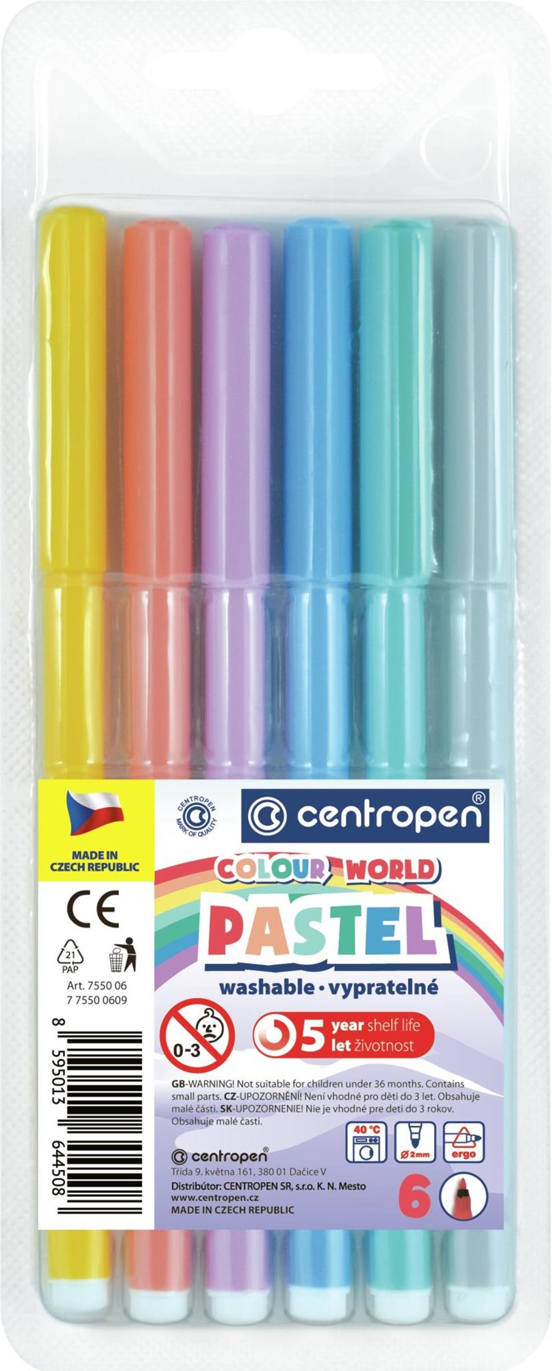 Centropen popisovač 7550 / 6 Colour World pastel
