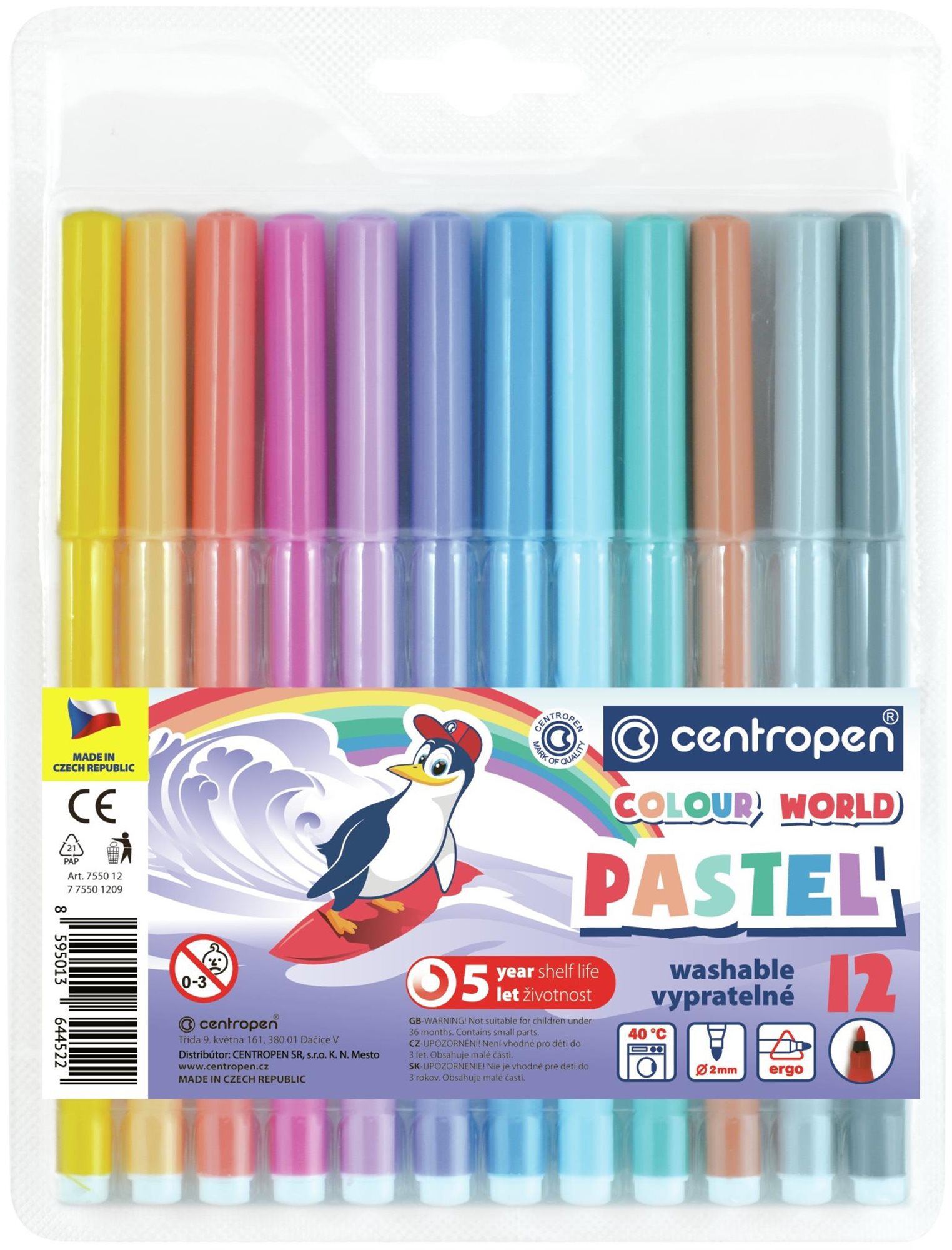 Centropen popisovač 7550/12 Colour World pastel