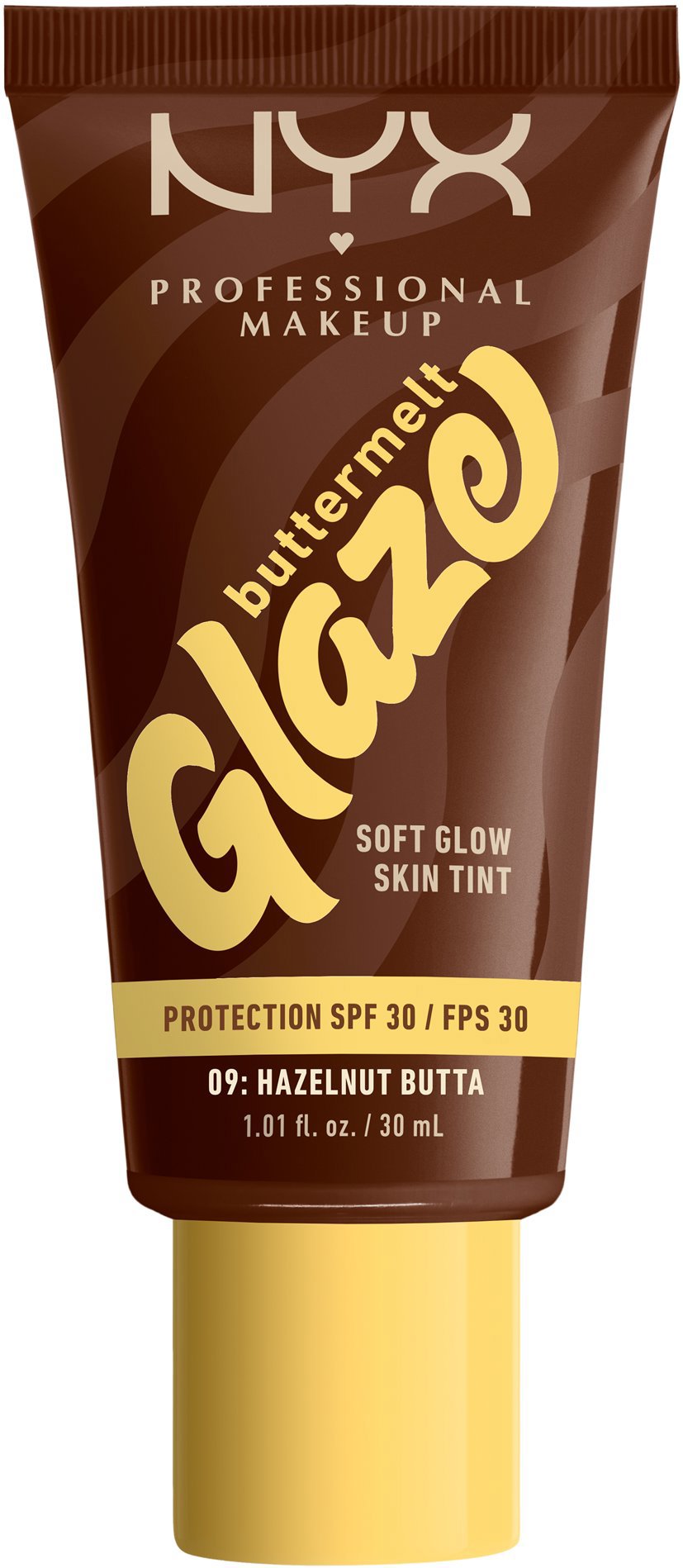 NYX PROFESSIONAL MAKEUP Buttermelt Glazia Soft Glow Skin Tint + SPF30, Hazelnut Butta