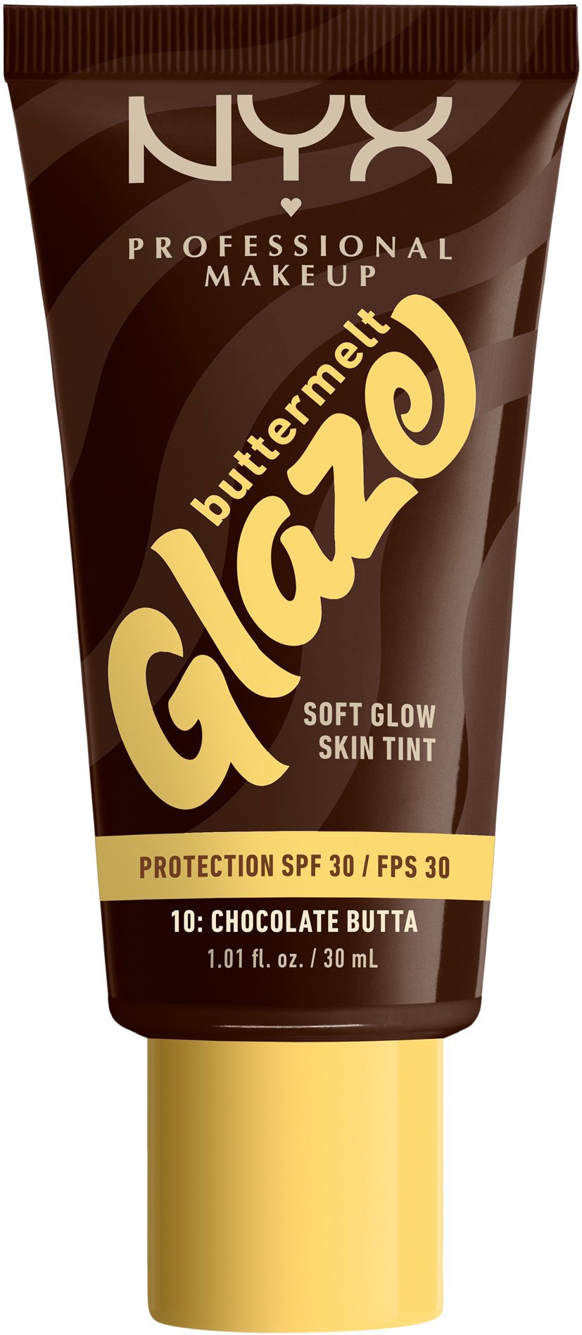 NYX PROFESSIONAL MAKEUP Buttermelt Glazia Soft Glow Skin Tint + SPF30, Chocolate Butta
