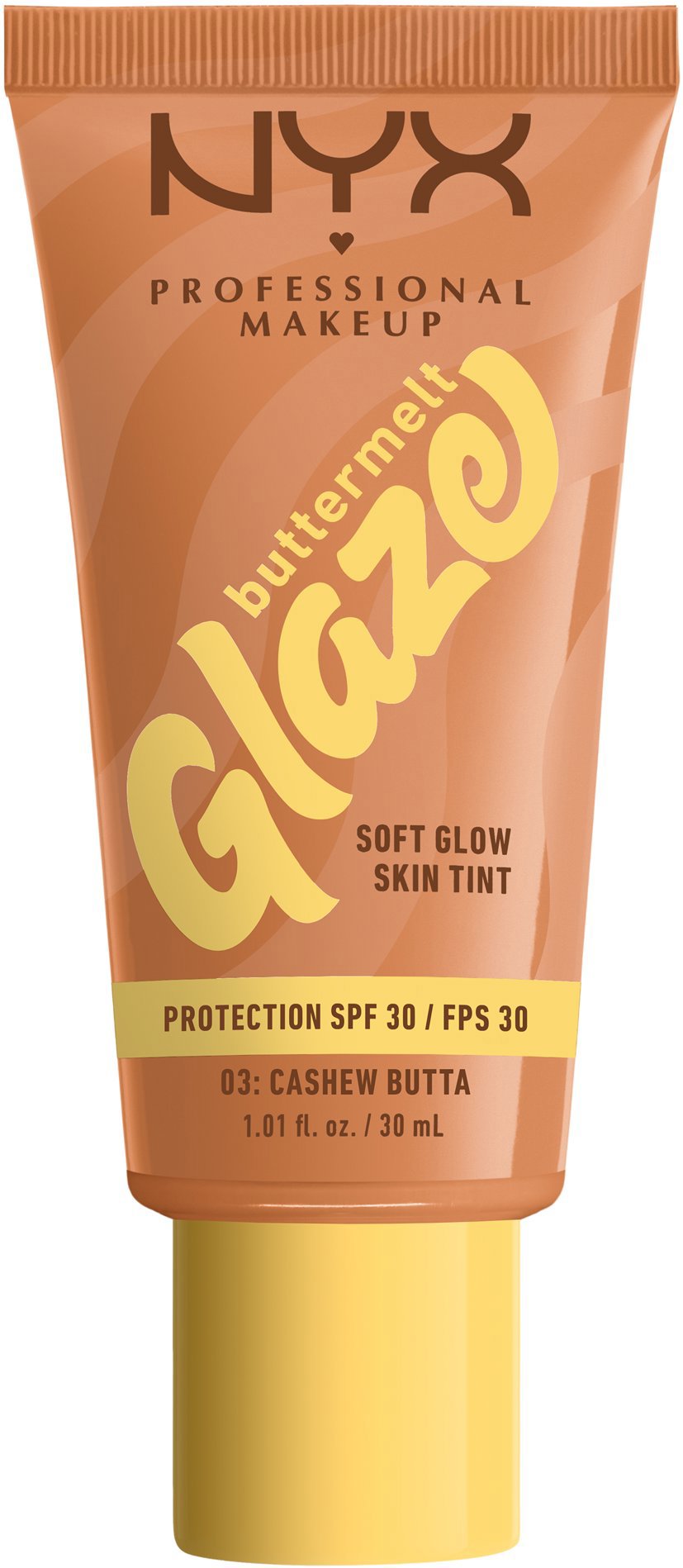 NYX PROFESSIONAL MAKEUP Buttermelt Glaze Soft Glow Skin Tint + SPF30, Cashew Butta