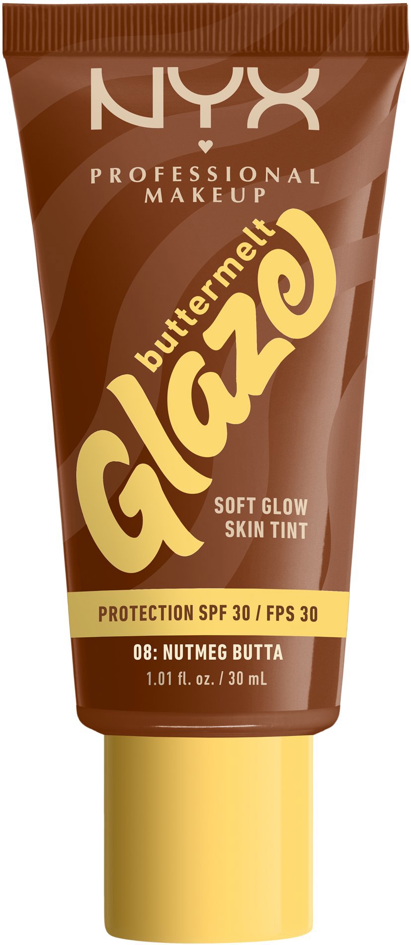 NYX PROFESSIONAL MAKEUP Buttermelt Glaze Soft Glow Skin Tint + SPF30, Foundation, Nutmeg Butta