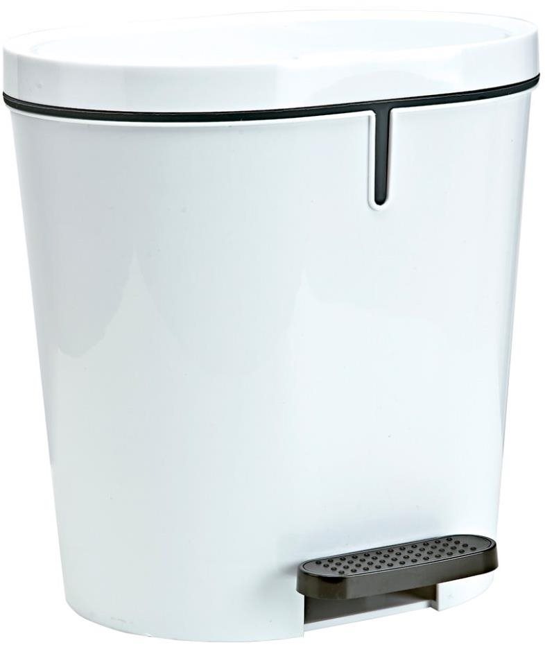 Denox Ovál pedálový odpadkový kôš 8 l, plast, biely