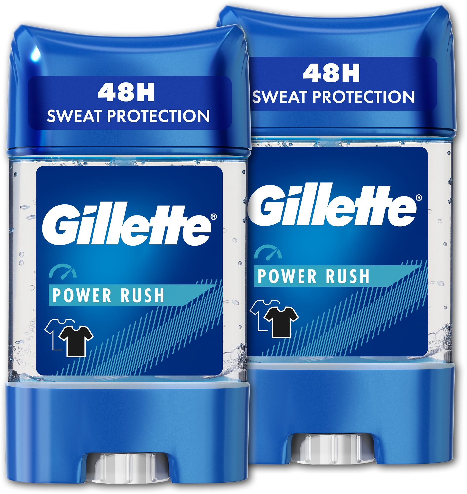 GILLETTE Power Rush Gélový antiperspirant 2× 70 ml