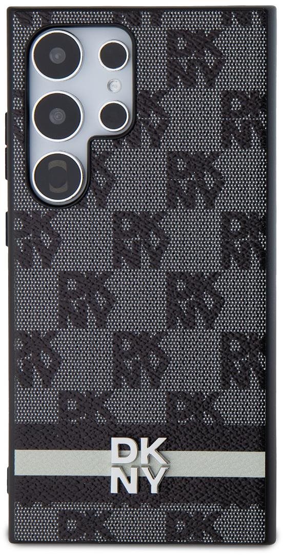 DKNY PU Leather Checkered Pattern and Stripe Zadný Kryt na Samsung Galaxy S24 Ultra Black