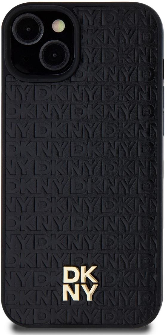 DKNY PU Leather Repeat Pattern Stack Logo MagSafe Zadný Kryt na iPhone 13 Black