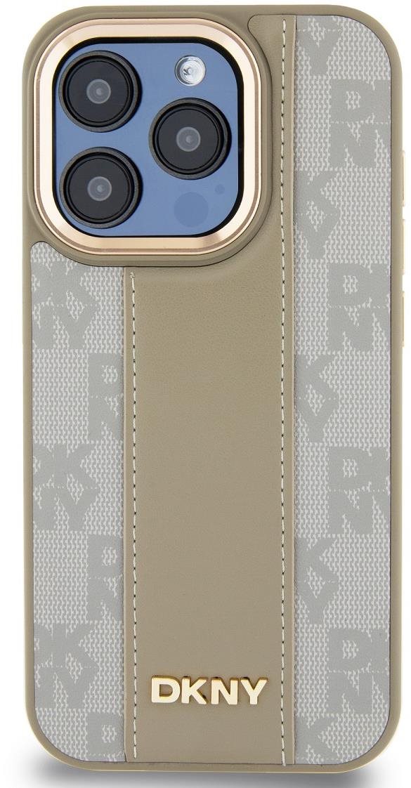 DKNY PU Leather Checkered Pattern Magsafe Zadný Kryt na iPhone 15 Pro Max Beige
