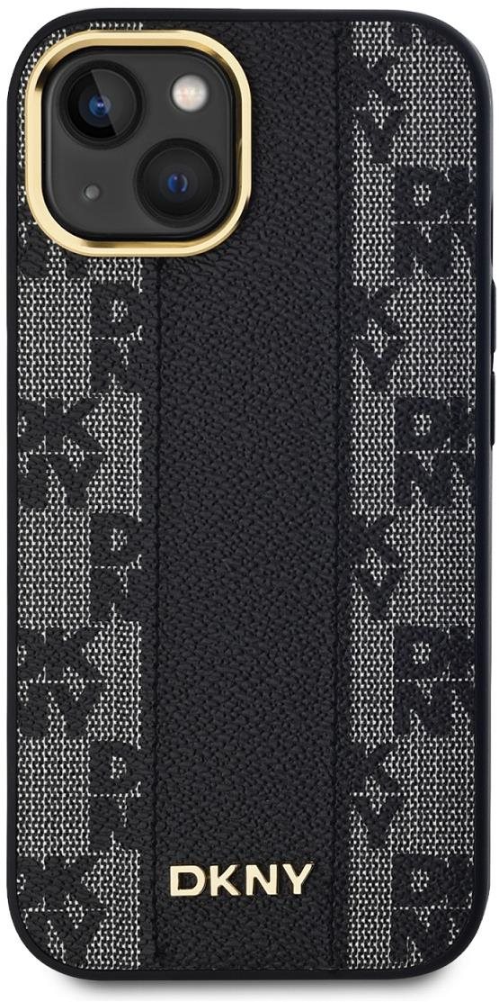 DKNY PU Leather Checkered Pattern Magsafe Zadný Kryt na iPhone 15 Black