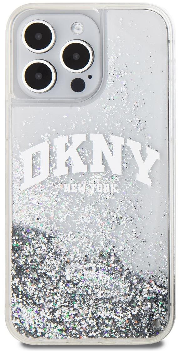 DKNY Liquid Glitter Arch Logo Zadný Kryt na iPhone 15 Pro Max Transparent