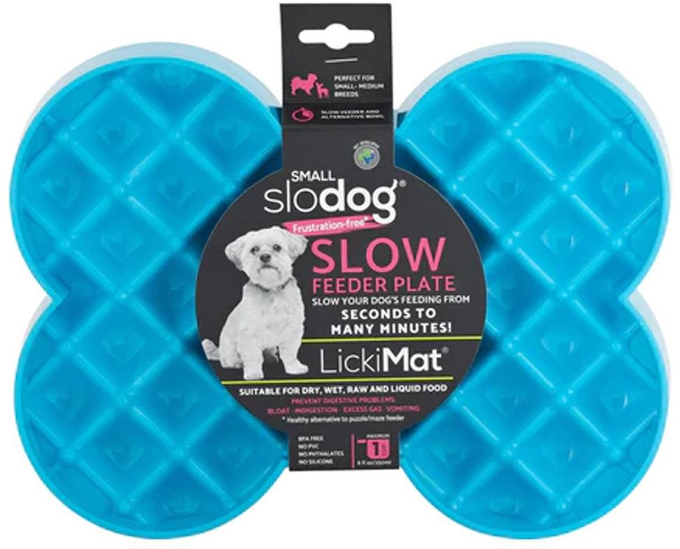 LickiMat SloDog Small lízacia/spomaľovacia miska kosť modrá
