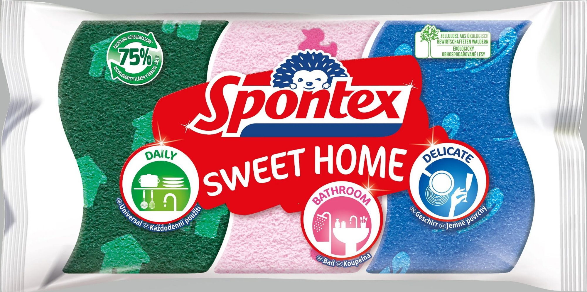 SPONTEX Sweet Home, viskózna hubka, 3 ks