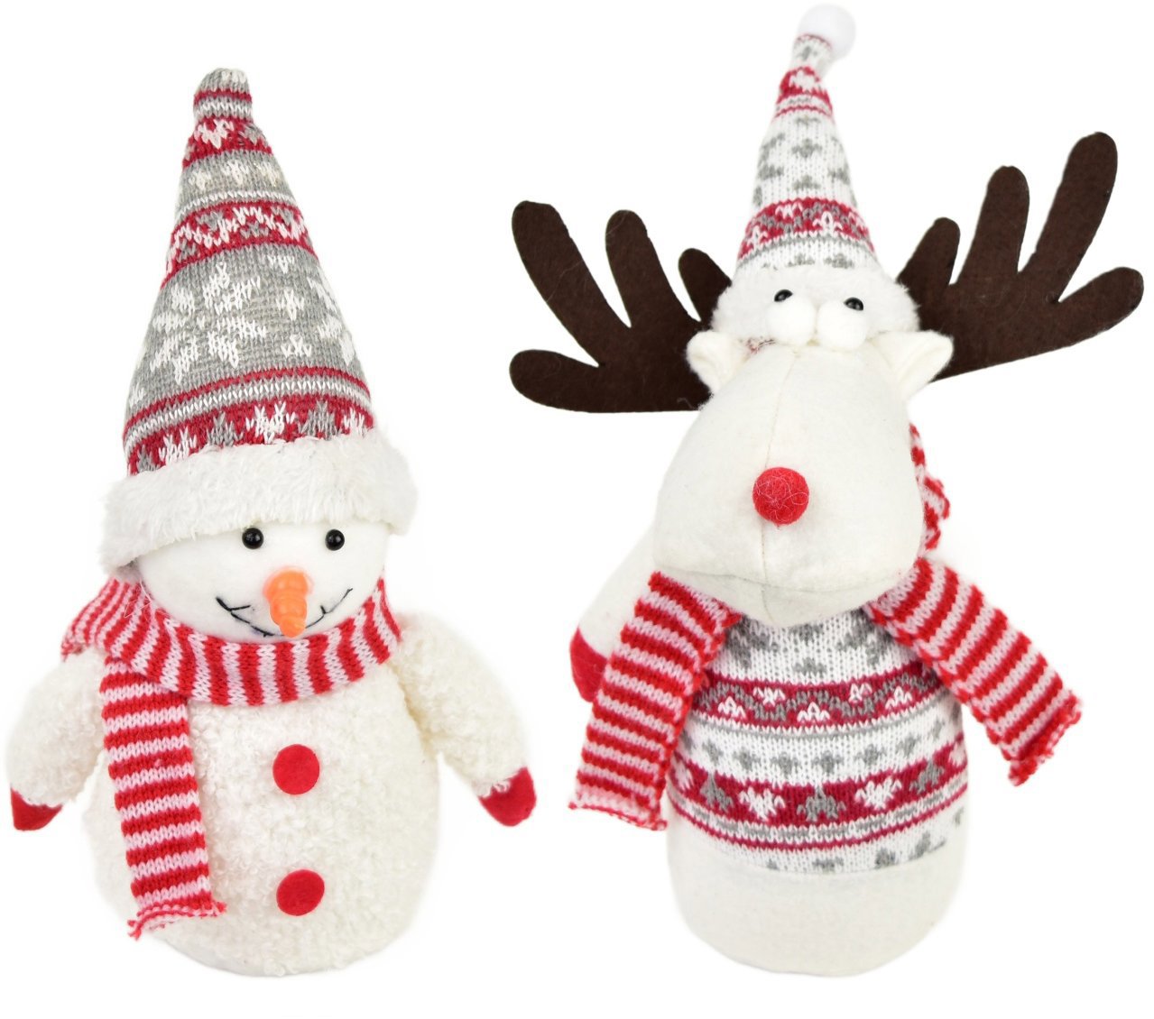 DOMMIO Postavičky sněhulák a sob se šálou 28 cm, 2 ks