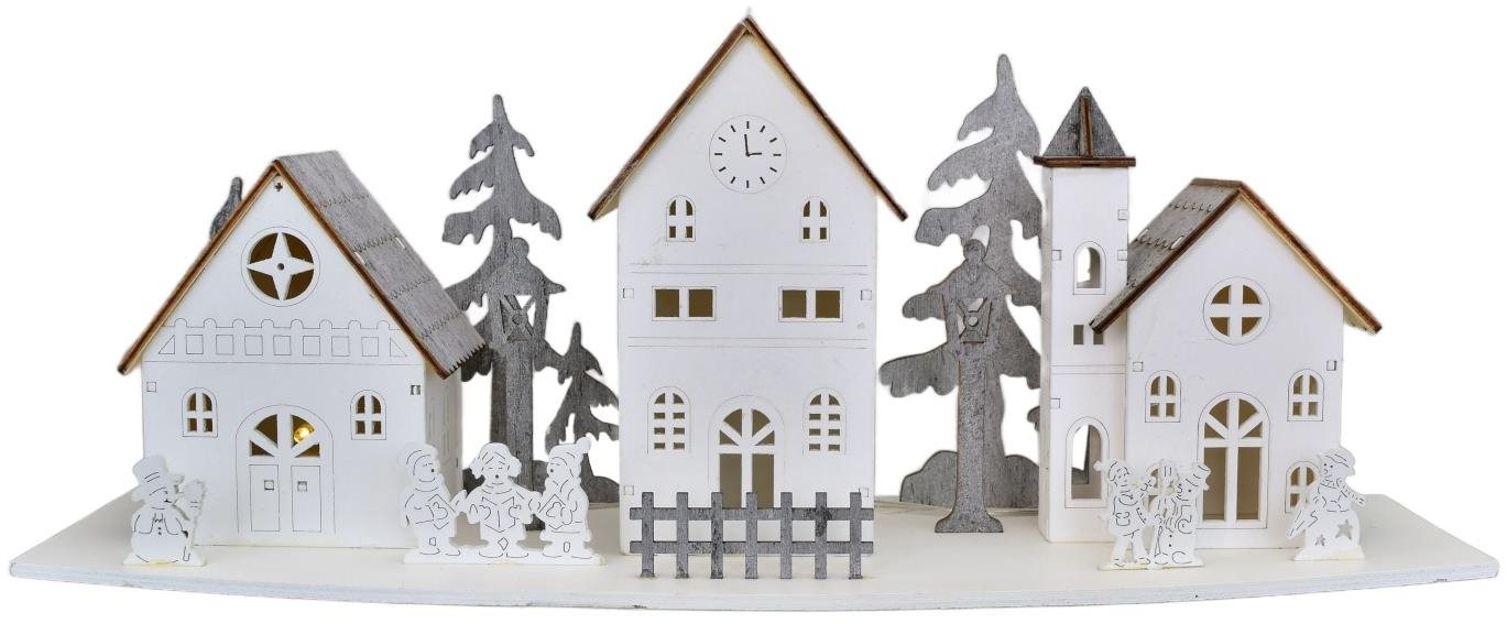 DOMMIO Dedinka s domčekmi LED, 2× AA, 15,8 × 44 cm