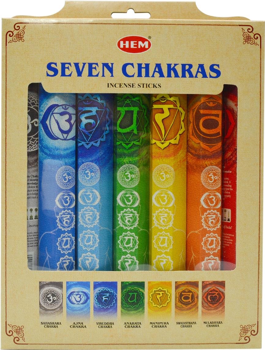 HEM Vonné tyčinky 7 Chakras Darčeková sada, 7× 20 ks