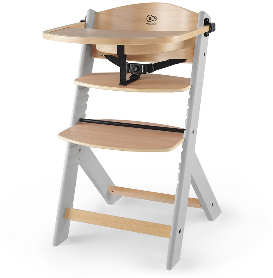 KINDERKRAFT Stolička jedálenská Enock Grey wooden, Premium