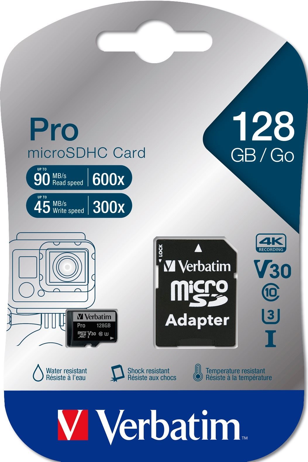 Verbatim MicroSDXC 128 GB Pro + SD adaptér