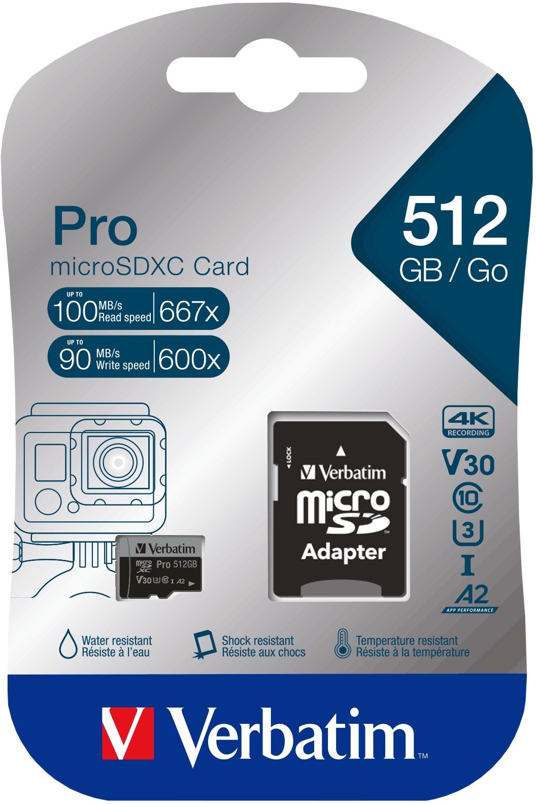Verbatim MicroSDXC 512 GB Pro + SD adaptér