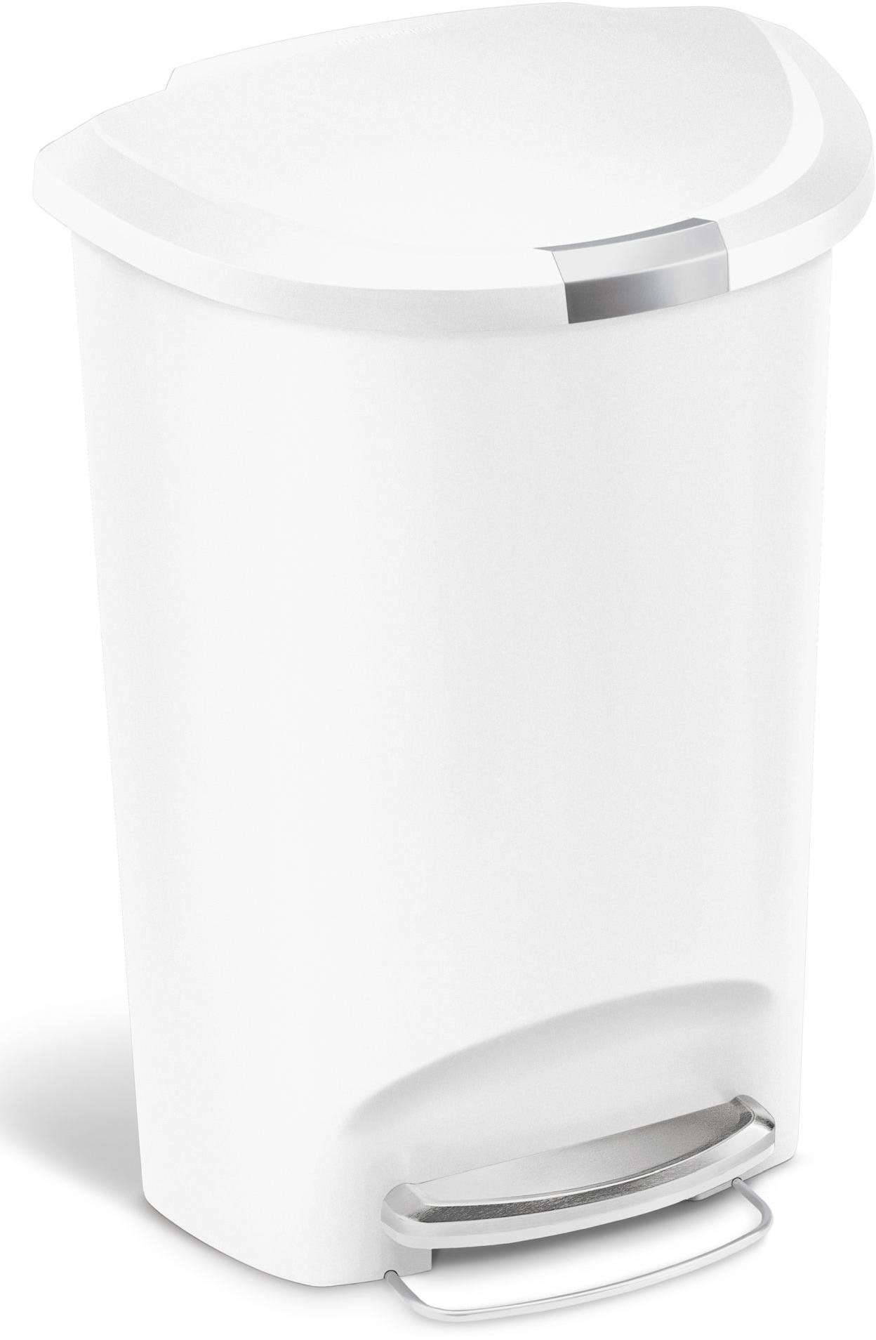 Pedálový odpadkový kôš Simplehuman – 50 l, pologuľatý, plast, biely