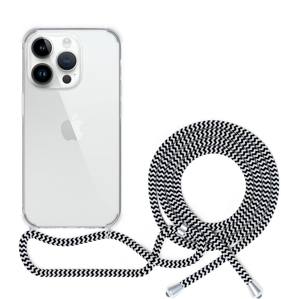 Epico transparentný kryt so šnúrkou na iPhone 14 Plus – čierno-biely