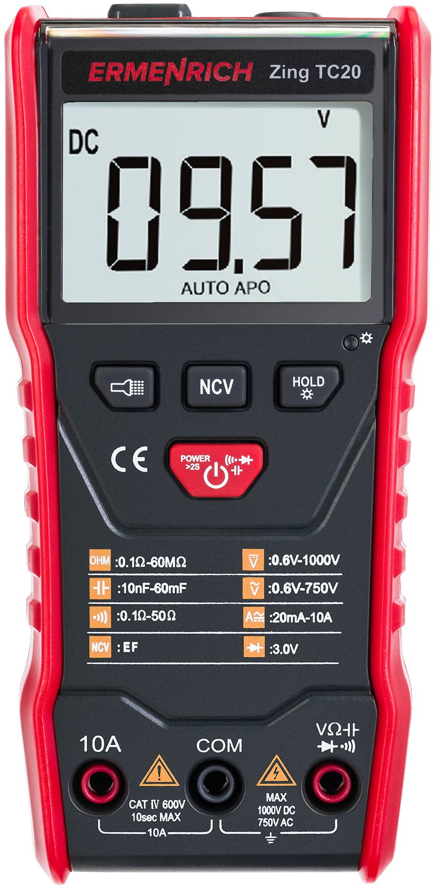 Ermenrich Digitálny multimeter Zing TC20, červený