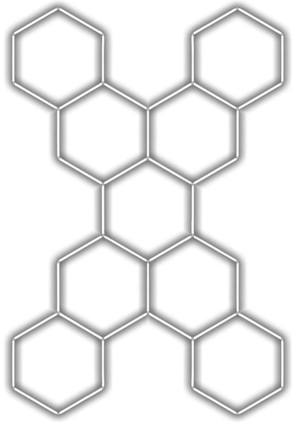 Escape6 Kompletné LED hexagónové svietidlo biele 4500 K, rozmery 9 elementov 246 × 386 cm tvar X