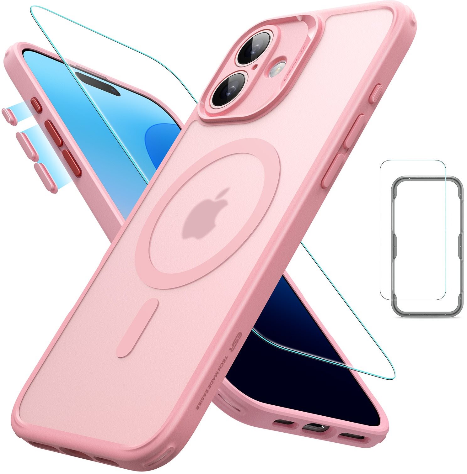 ESR Classic Pro Case (HaloLock) Sada, Compatible with iPhone 16 Plus, Frosted Frosted Pink