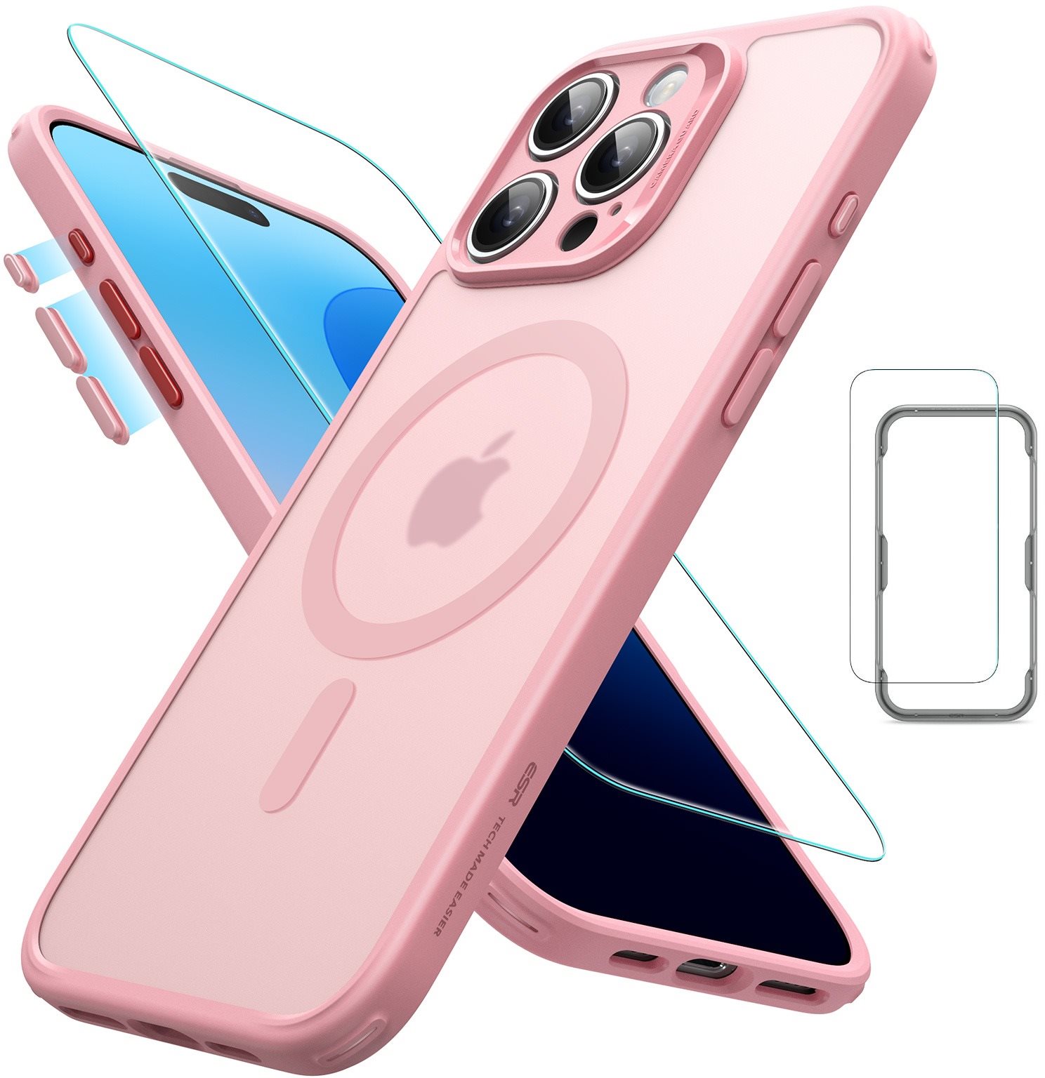 ESR Classic Pro Case (HaloLock) Sada, Compatible with iPhone 16 Pro Max, Frosted Pink