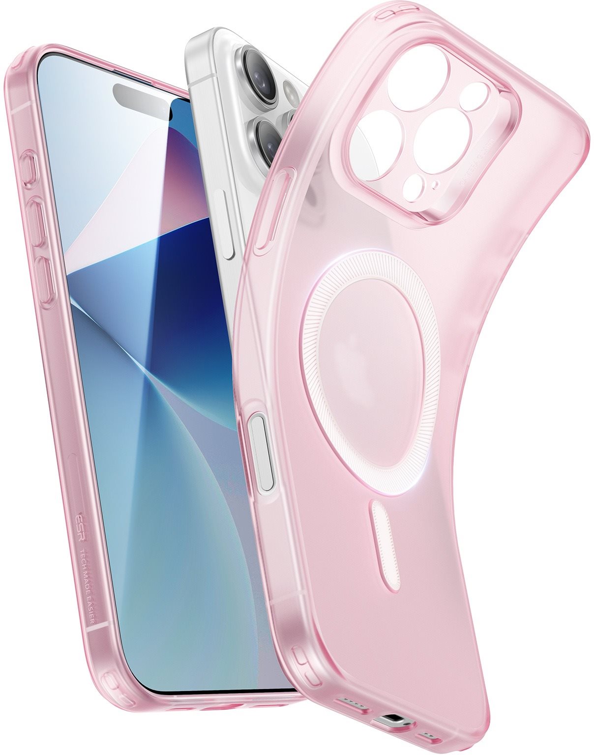 ESR Zero Clear Case (HaloLock), Compatible with iPhone 16 Pro Max, Frosted Pink