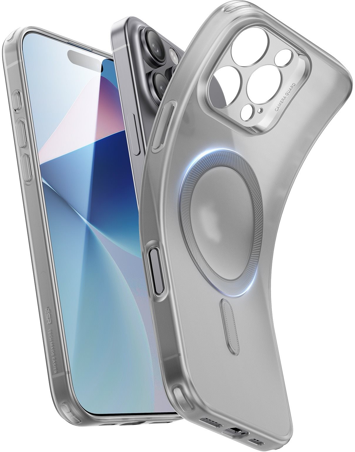ESR Zero Clear Case (HaloLock), Compatible with iPhone 16 Pro Max, Frosted Grey