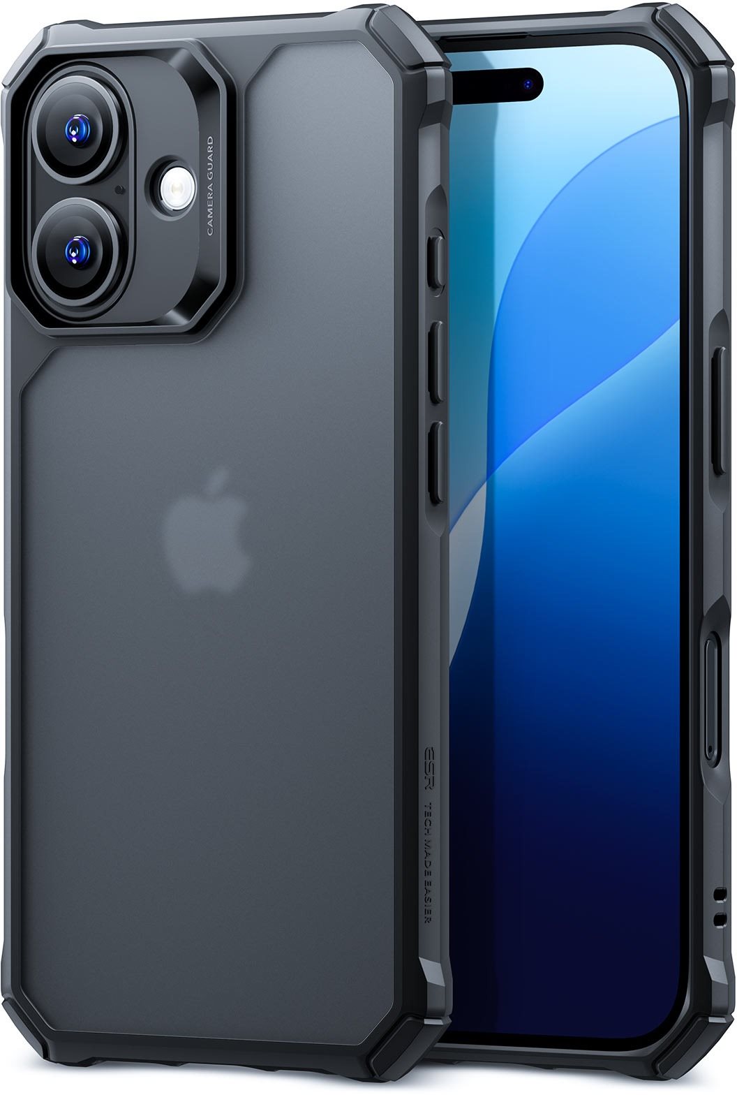 ESR Air Armor Clear Case, Compatible with iPhone 16, Frosted Black