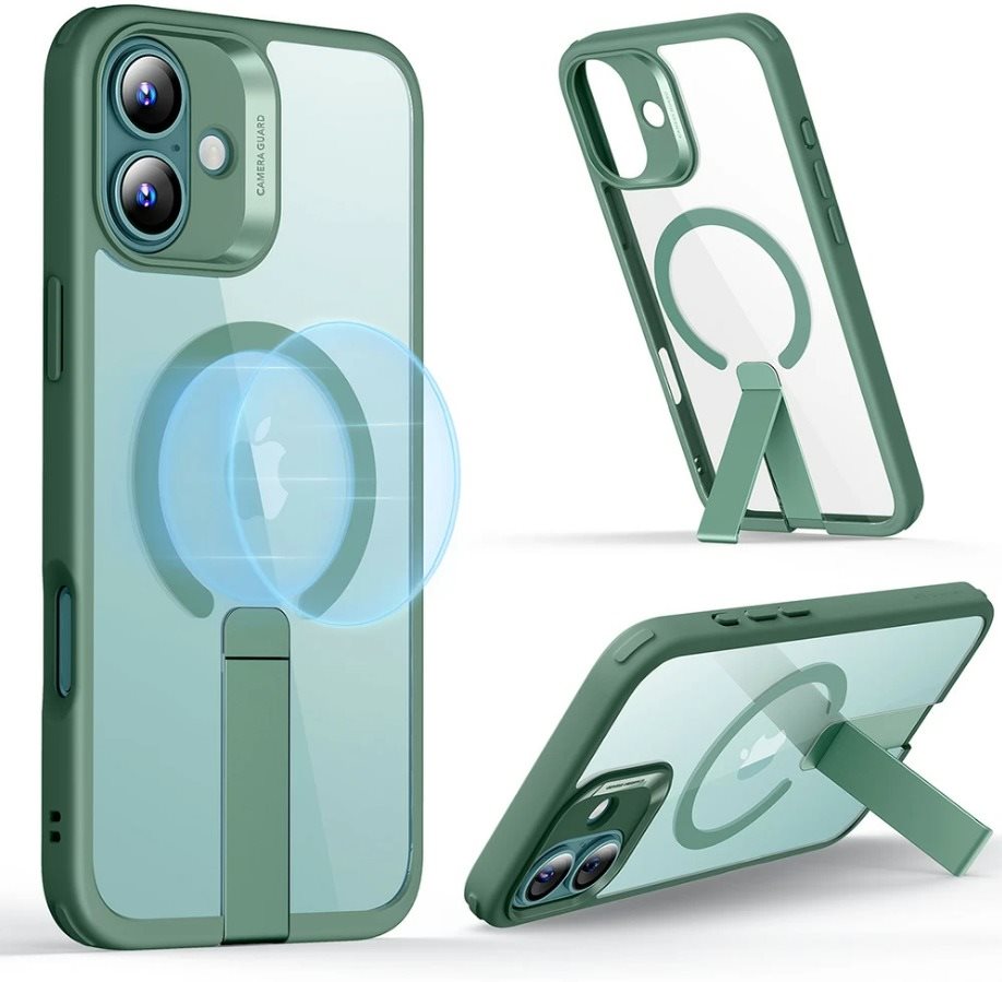 ESR Boost Flickstand Case (HaloLock), Compatible with iPhone 16, Clear Green