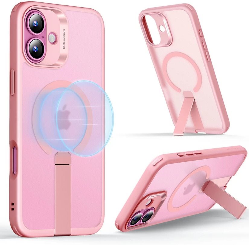 ESR Boost Flickstand Case (HaloLock), Compatible with iPhone 16, Frosted Pink
