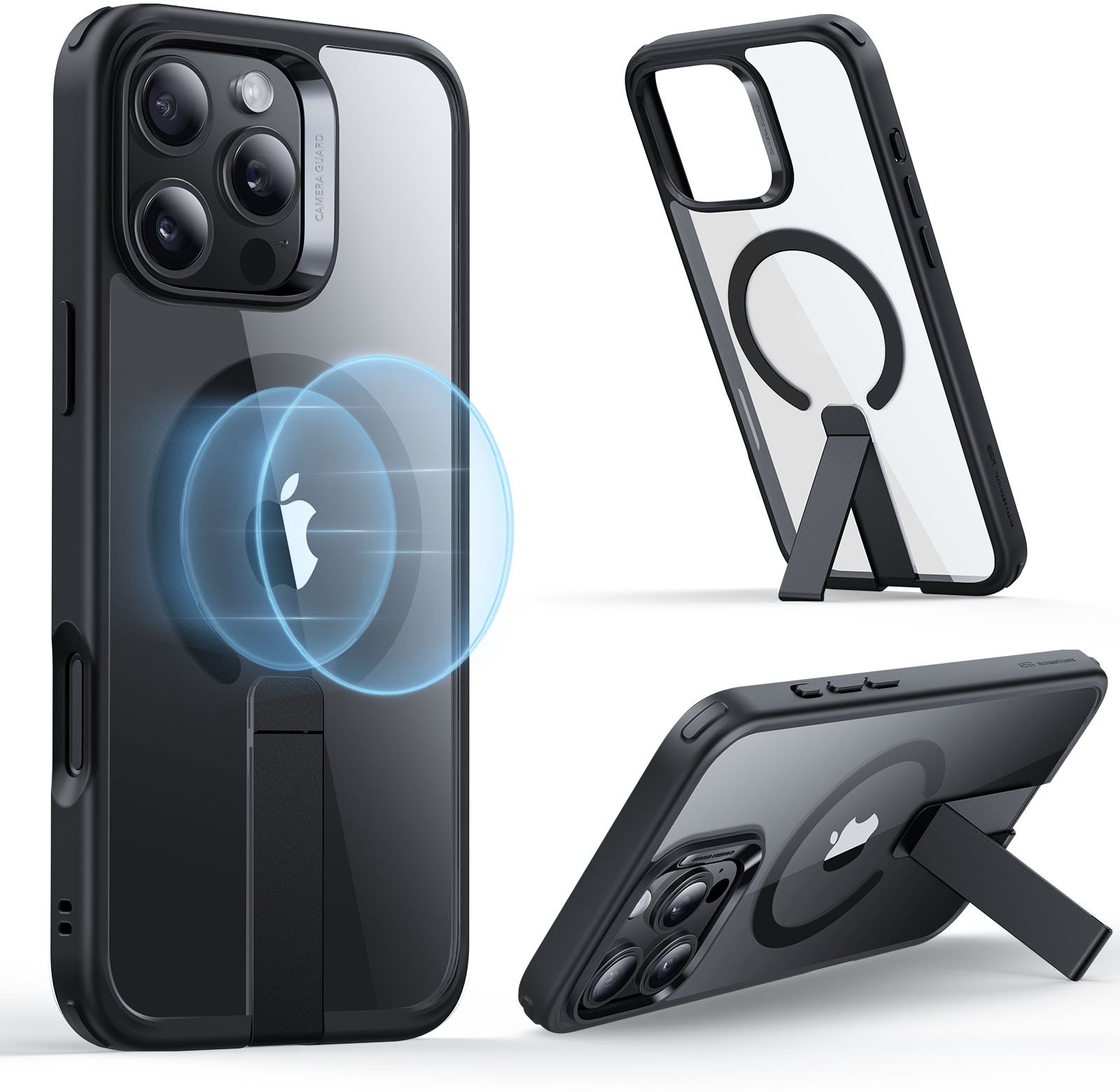 ESR Boost Flickstand Case (HaloLock), Compatible with iPhone 16 Pro Max, Clear Black