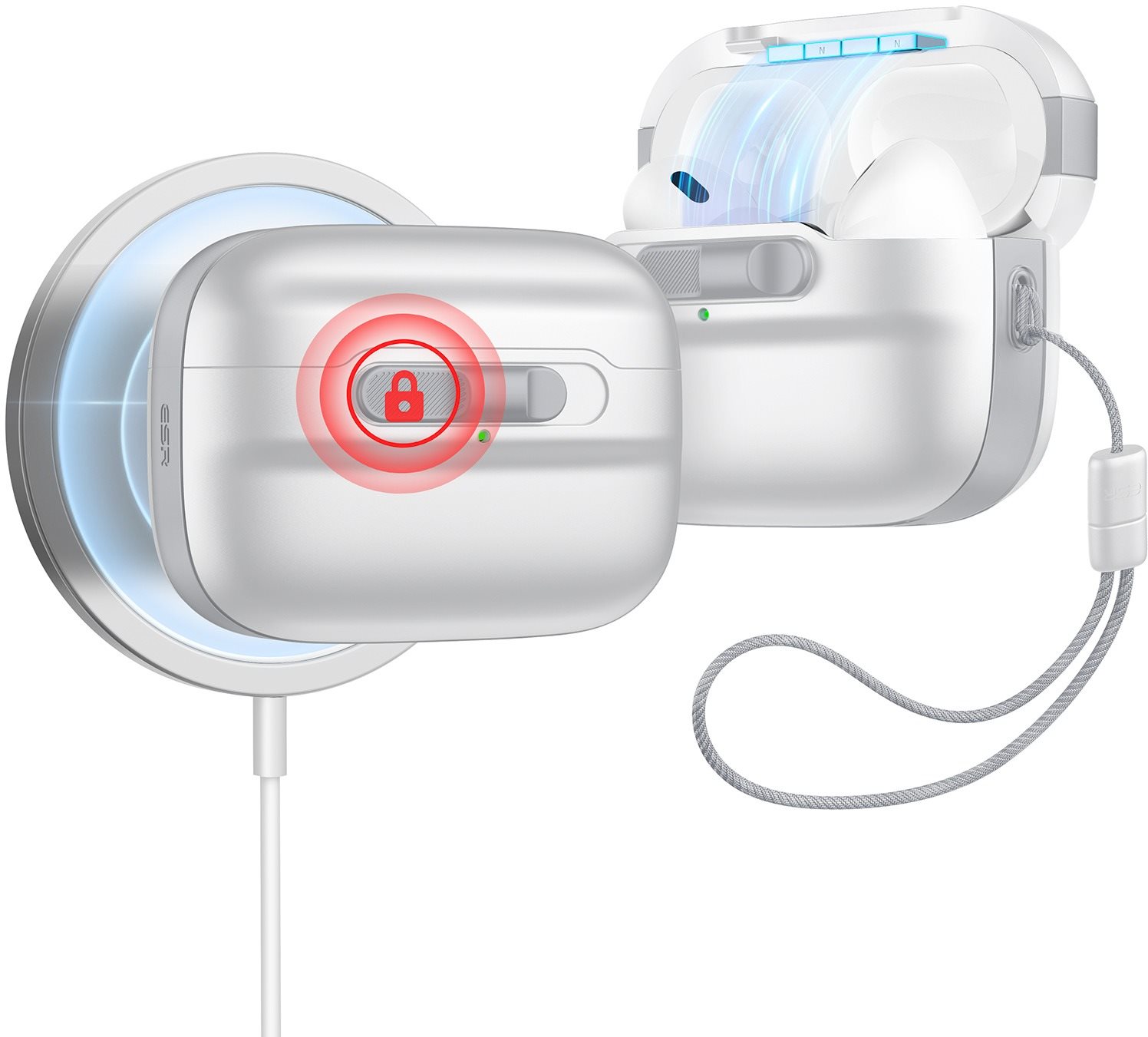 ESR Pulse Magnetic Lock Case (HaloLock), Compatible with AirPods Pro, White