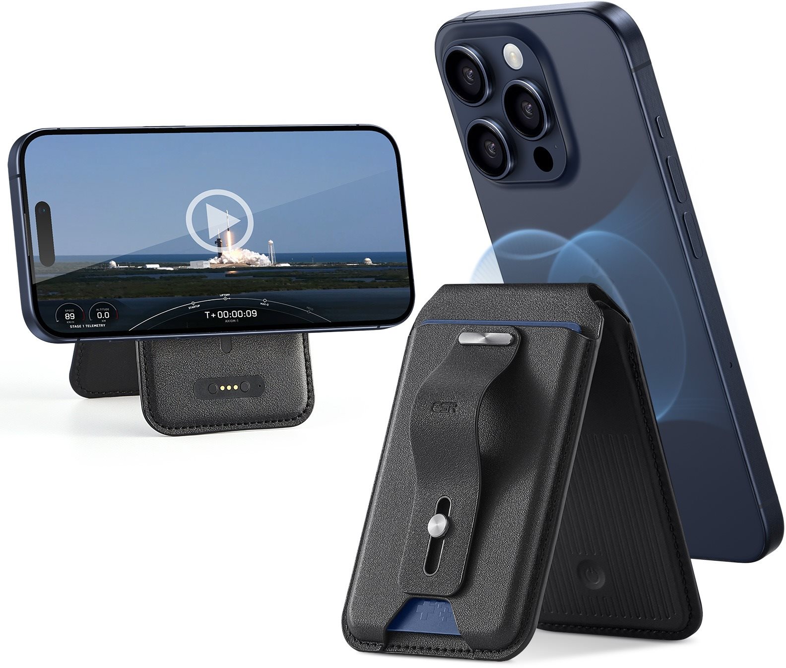 ESR HaloLock Geo Wallet Stand, Midnight Black