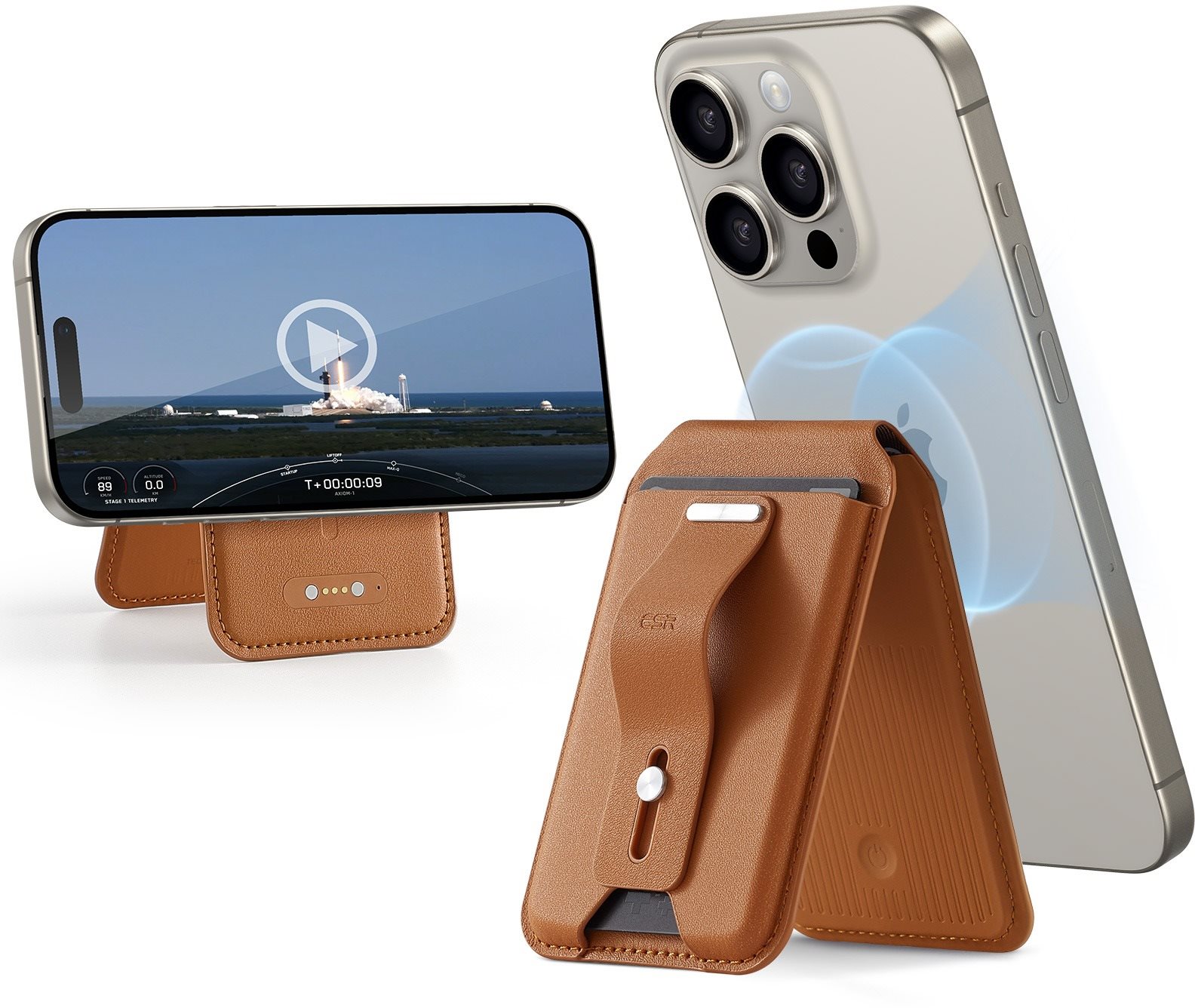 ESR HaloLock Geo Wallet Stand, Caramel Brown