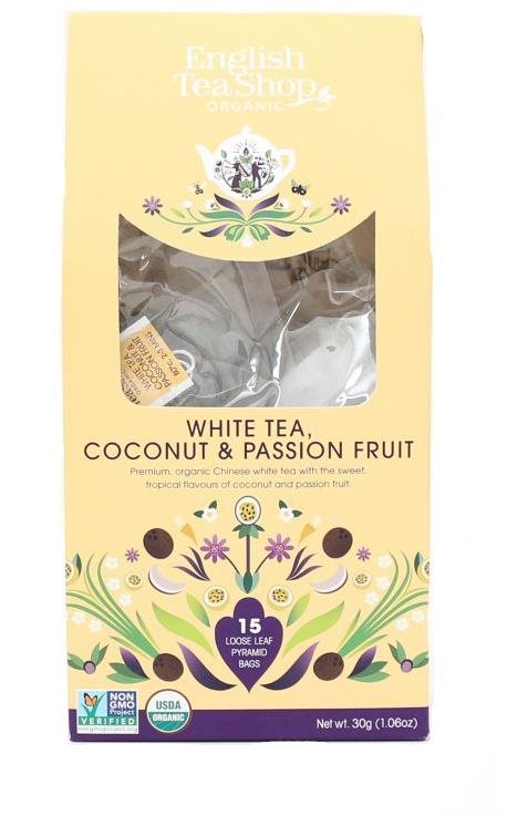 English Tea Shop Papierová katedrála, Biely čaj, kokos a passion fruit, 15 pyramídok