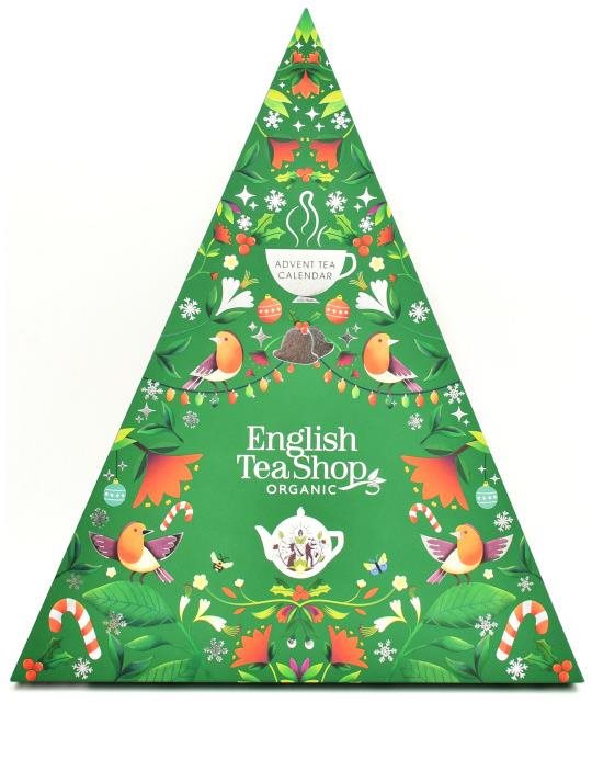 ETS Adventný kalendár Zelený trojuholník 25 pyramídok sypaných čajov Bio