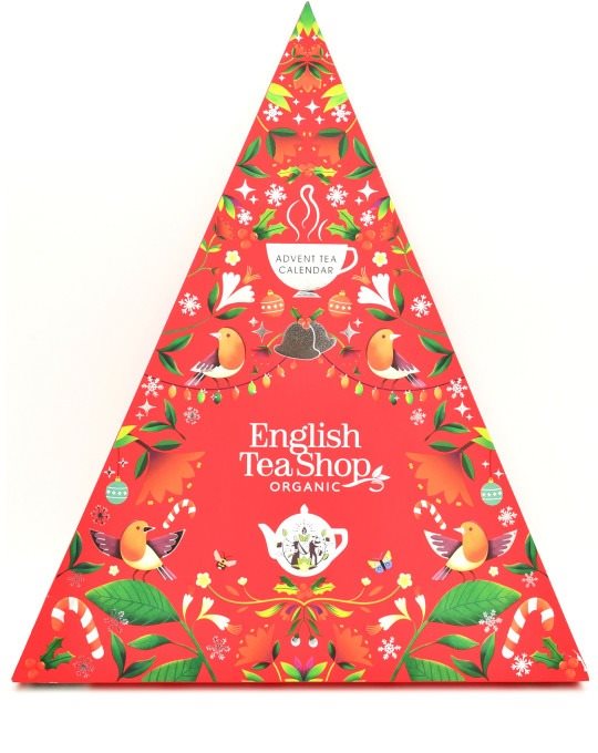 ETS Adventný kalendár Červený trojuholník 25 pyramídok sypaných čajov Bio