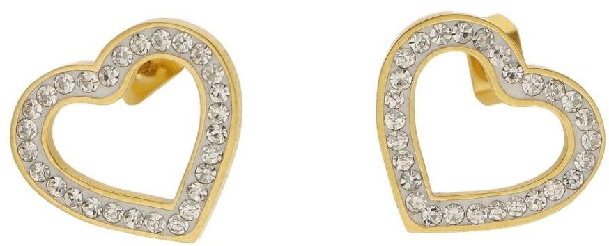 Ewena Náušnice srdiečka s kamienkami z chirurgickej ocele CKR769