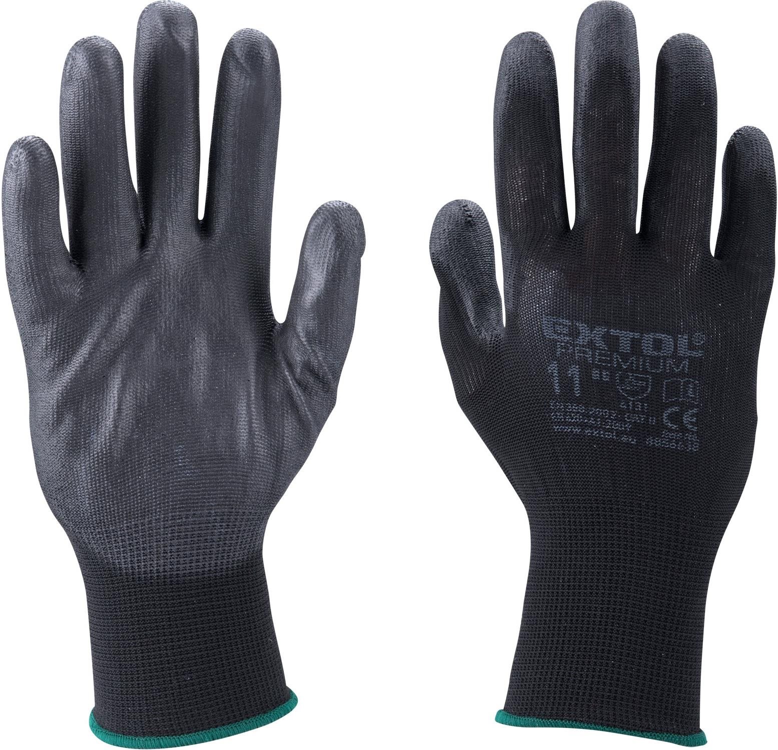 EXTOL PREMIUM Rukavice z polyesteru polomáčené v PU, čierne, veľkosť 10"