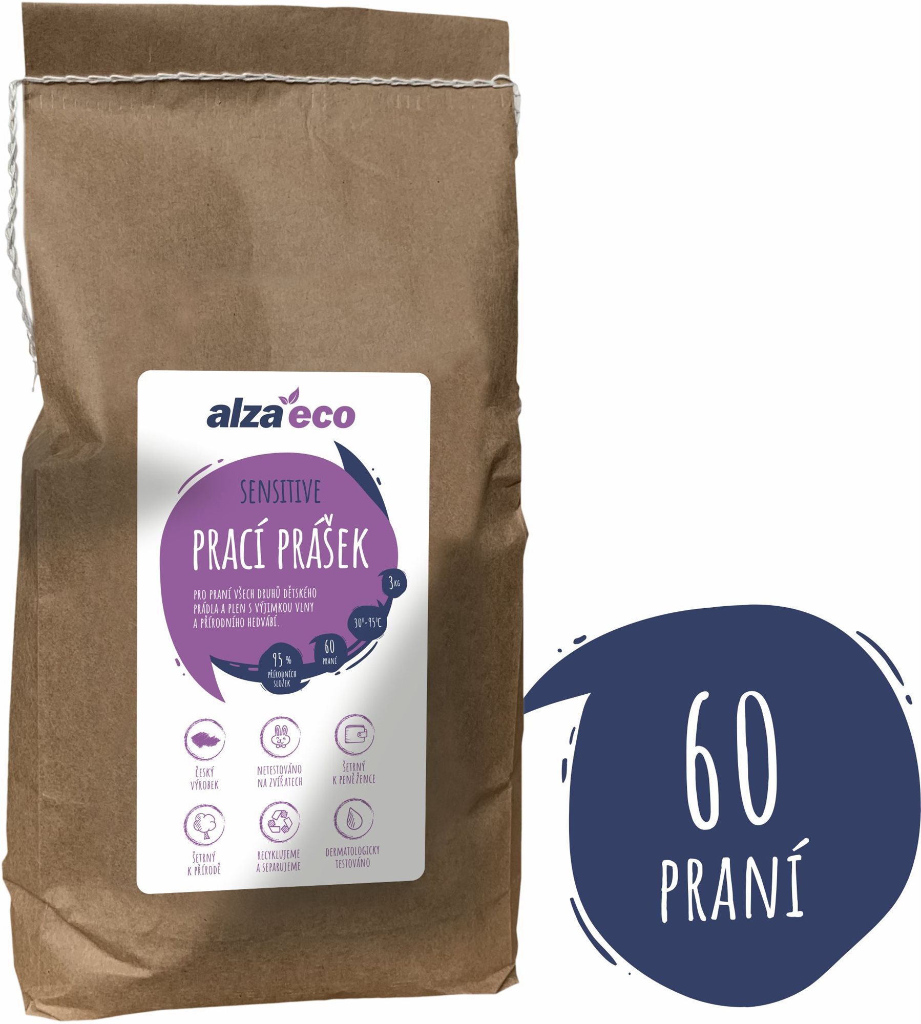 AlzaEco Prací prášok Sensitive 3 kg (60 praní)