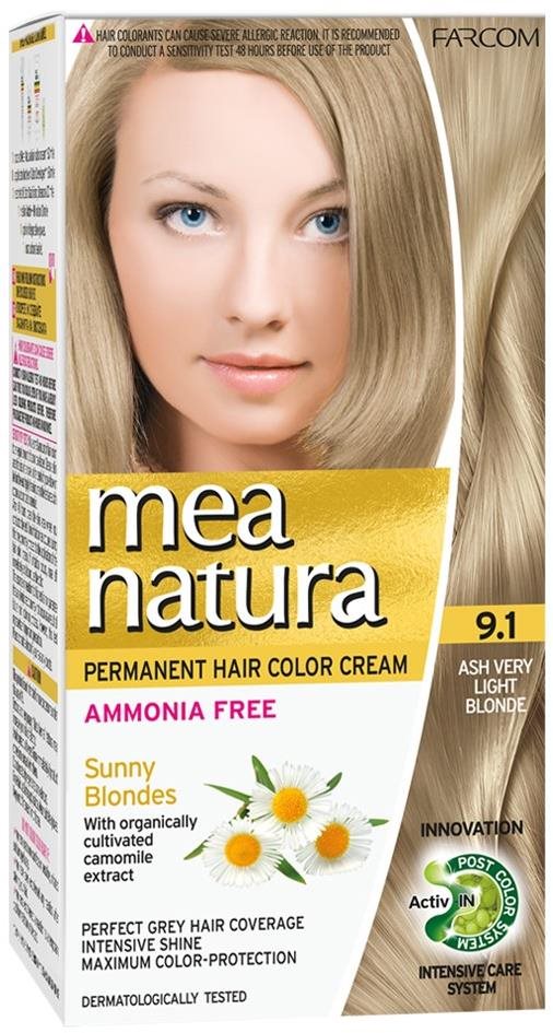 Farcom Mea Natura bez amoniaku 9.1, veľmi svetlá, popolavý blond, 60 ml