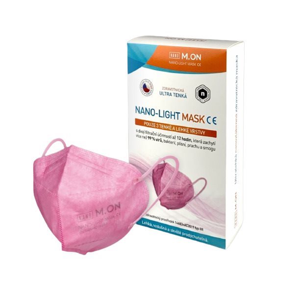 NANO M.ON – NANO LIGHT MASK, nano rúško v tvare respirátora (10 ks) ružové
