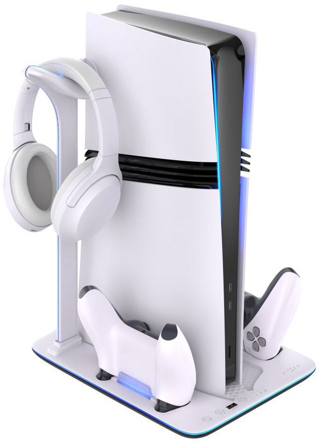FIXED Multifunctional Stand pre PS5 (Pro/Slim) s vetrákmi a nabíjaním pre 2× DualSense B & W