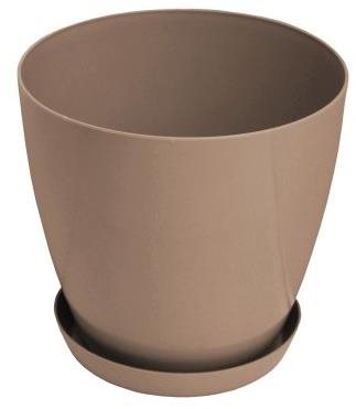 GARDINO Kvetináč LUX s podmiskou, priemer 18 cm, hnedý